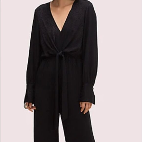KATE SPADE NWT TIE FRONT JUMPSUIT BLACK SIZE 6 - Picture 3 of 13